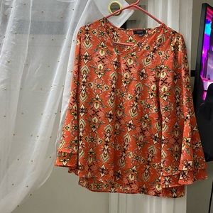 Orange long sleeve blouse size L